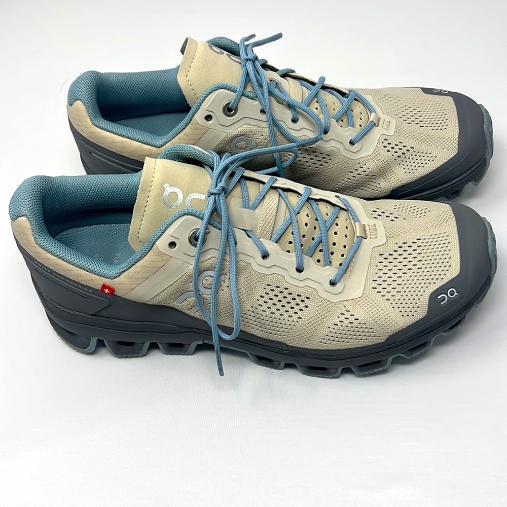On Running Women's Shoes in Beige and Blue